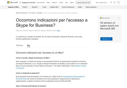 
                            7. Occorrono indicazioni per l'accesso a Skype for Business? - Supporto ...