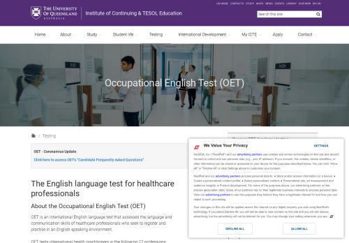 
                            12. Occupational English Test (OET) - Institute of Continuing & TESOL ...