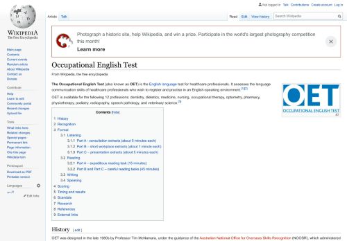 
                            9. Occupational English Test - Wikipedia