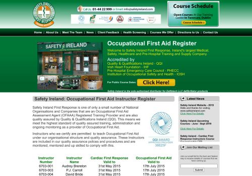 
                            4. Occupational First Aid Instructor Register OFAAA Safety Ireland First ...