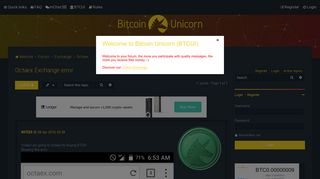 
                            9. Octaex Exchange error - Forum Crypto World - Bitcoin Unicorn