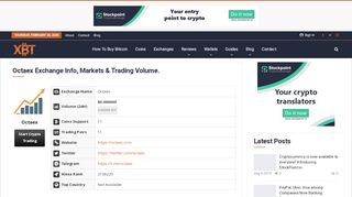 
                            3. Octaex Exchange Info, Markets & Trading Volume. - XBT.net