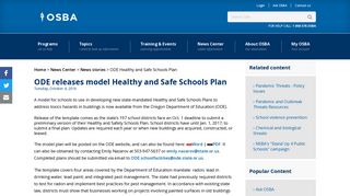 
                            11. ODE releases model Healthy and Safe Schools Plan