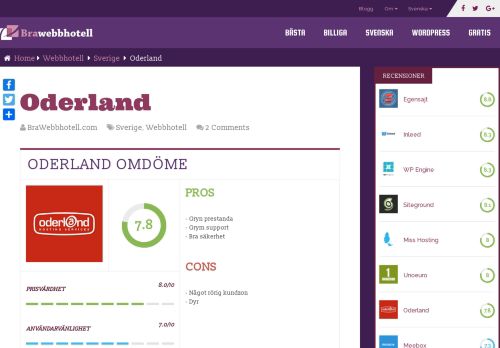 
                            13. Oderland - Recension & omdöme av Sveriges säkraste webbhotell
