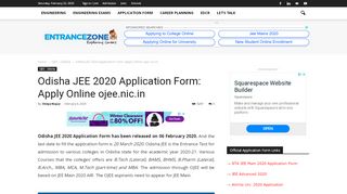 
                            8. Odisha JEE 2019 Application Form: Apply Online ojee.nic.in -