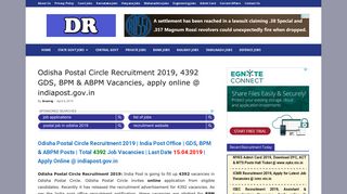 
                            9. Odisha Postal Circle Recruitment 2018, 163 Postman and Mail Guard ...