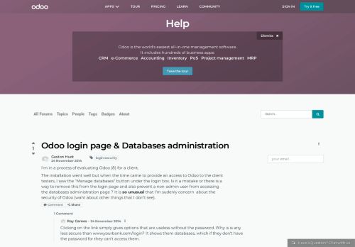 
                            5. Odoo login page & Databases administration | Odoo