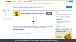 
                            6. odoo - web service login using SSL (xml-rpc) - Stack Overflow