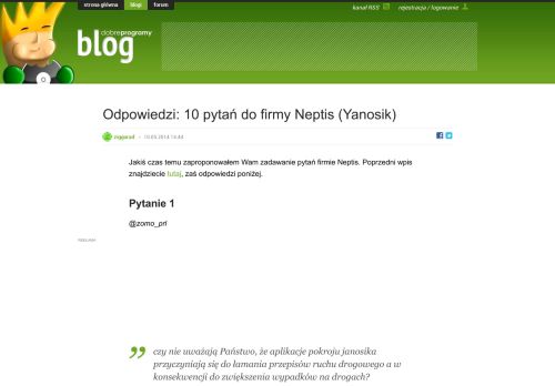 
                            10. Odpowiedzi: 10 pytań do firmy Neptis (Yanosik) - blogi użytkowników ...