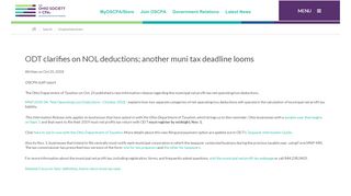 
                            10. ODT clarifies on NOL deductions; another muni tax deadline looms