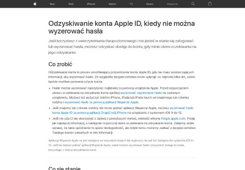 
                            7. Odzyskiwanie konta Apple ID, kiedy nie można zresetować hasła ...