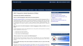 
                            13. OEC Frequently Asked Questions (FAQs) : Embassy of the Philippines ...