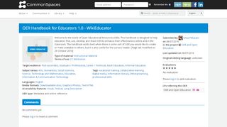 
                            10. OER Handbook for Educators 1.0 - WikiEducator - CommonSpaces