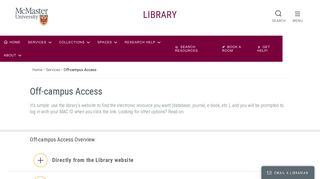 
                            2. Off-campus Access | McMaster University Library