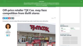 
                            13. Off-price retailer TJX Cos. may face competition from thrift stores ...