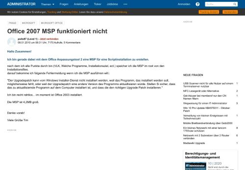 
                            11. Office 2007 MSP funktioniert nicht - Administrator
