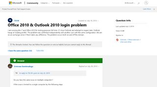 
                            3. Office 2010 & Outlook 2010 login problem - Microsoft Community