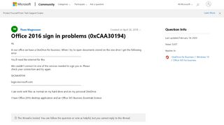 
                            3. Office 2016 sign in problems (0xCAA30194) - Microsoft Community