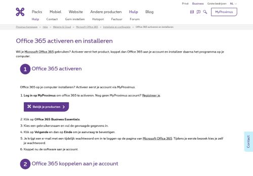 
                            12. Office 365 activeren en installeren | Proximus