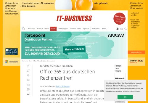 
                            11. Office 365 aus deutschen Rechenzentren - IT-Business