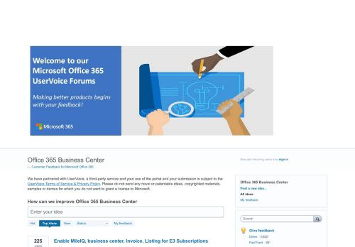 
                            13. Office 365 Business Center: Top (230 ideas) – Customer Feedback ...