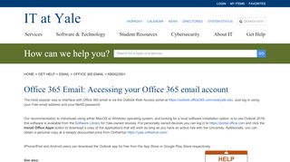 
                            4. Office 365 Email: Accessing your Office 365 email account - IT at Yale