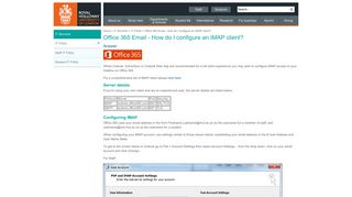 
                            7. Office 365 Email - How do I configure an IMAP client? - Royal Holloway