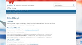 
                            11. Office 365 email - IT Services - University of Warwick
