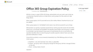 
                            13. Office 365 Group Expiration Policy | Microsoft Docs
