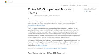 
                            4. Office 365-Gruppen und Microsoft-Teams | Microsoft Docs