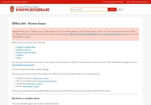 
                            10. Office 365 - Known Issues - UW Knowledge Base