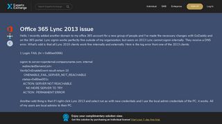 
                            6. Office 365 Lync 2013 issue - Experts Exchange