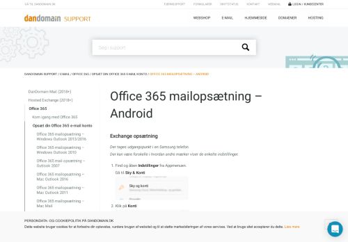 
                            8. Office 365 mailopsætning – Android – DanDomain Support