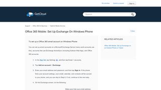 
                            11. Office 365 Mobile: Set up Exchange on Windows Phone – Support