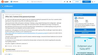 
                            10. Office 365 / Outlook 2016 password prompts : Office365 - Reddit