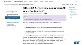 
                            2. Office 365 Service Communications API reference (preview ...