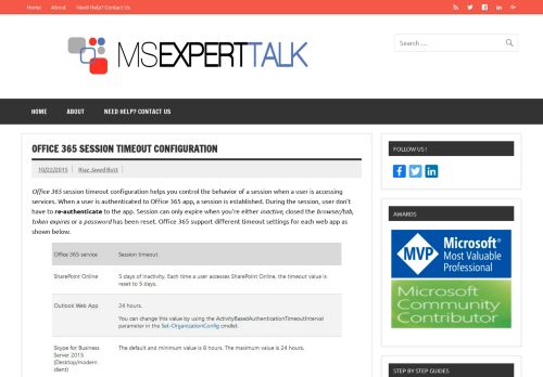 
                            4. Office 365 session timeout configuration - MS Expert Talk