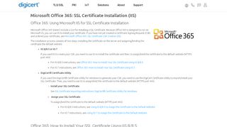 
                            13. Office 365 SSL Certificate Installation - Microsoft Office 365 - DigiCert