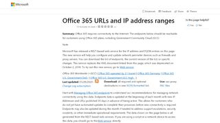 
                            11. Office 365 URLs and IP address ranges | Microsoft Docs