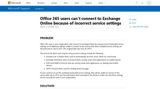 
                            3. Office 365 users can't connect to Exchange Online ... - Microsoft Support