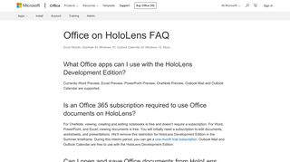 
                            4. Office on HoloLens FAQ - Office Support