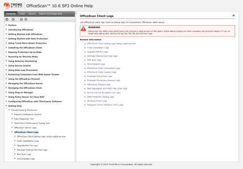 
                            12. OfficeScan Client Logs - Online Help Center Home - Trend Micro