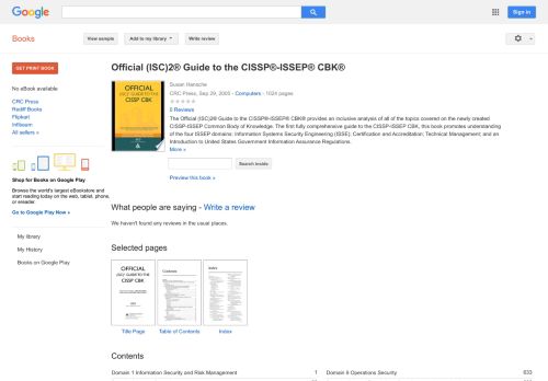 
                            7. Official (ISC)2® Guide to the CISSP®-ISSEP® CBK®