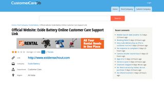 
                            7. Official website: Exide Battery Online Customer Care Support Link ...