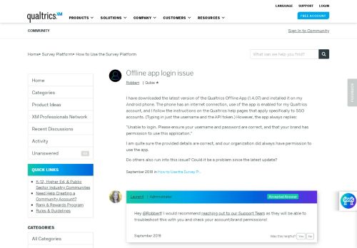 
                            5. Offline app login issue — Qualtrics Community