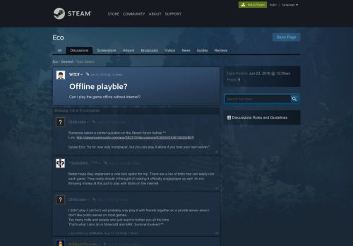 
                            8. Offline playble? :: Eco General Discussions - Steam Community