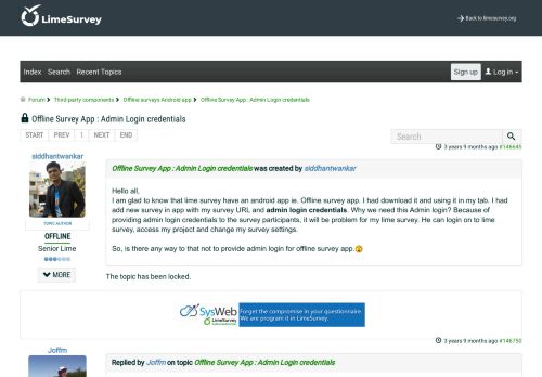 
                            11. Offline Survey App : Admin Login credentials - LimeSurvey ...