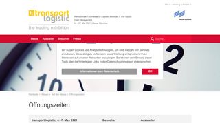 
                            12. Öffnungszeiten der Messe | transport logistic