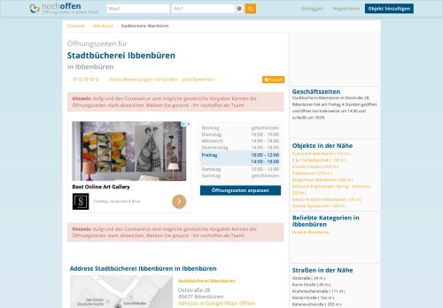 
                            12. Öffnungszeiten Stadtbücherei Ibbenbüren Oststraße 28 - nochoffen