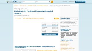 
                            6. Öffnungszeiten von Bibliothek der Frankfurt University of Applied ...